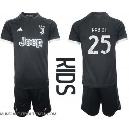 Camiseta Juventus Adrien Rabiot #25 Tercera Equipación Replica 2023-24 para niños mangas cortas (+ Pantalones cortos)